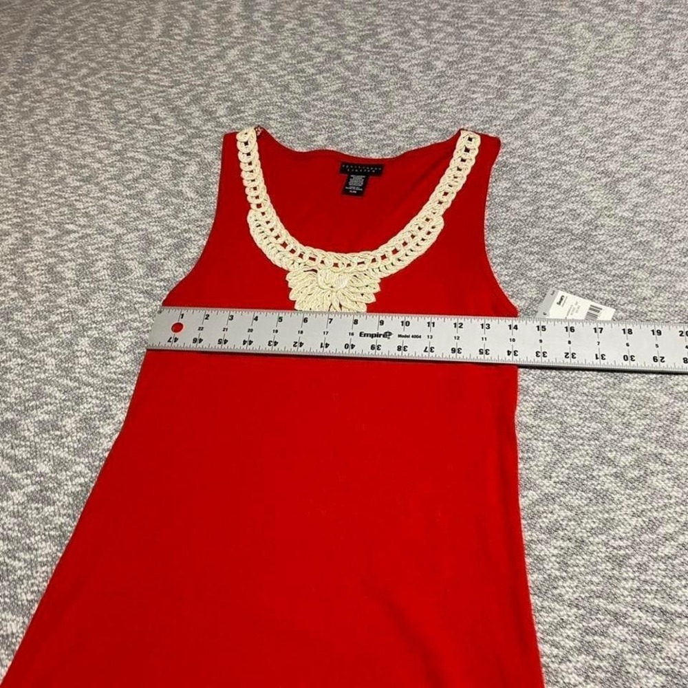 Apostrophe Red tank top with white lace trim woman XL 100% cotton NWT. SLU-A331 - Picture 5 of 7